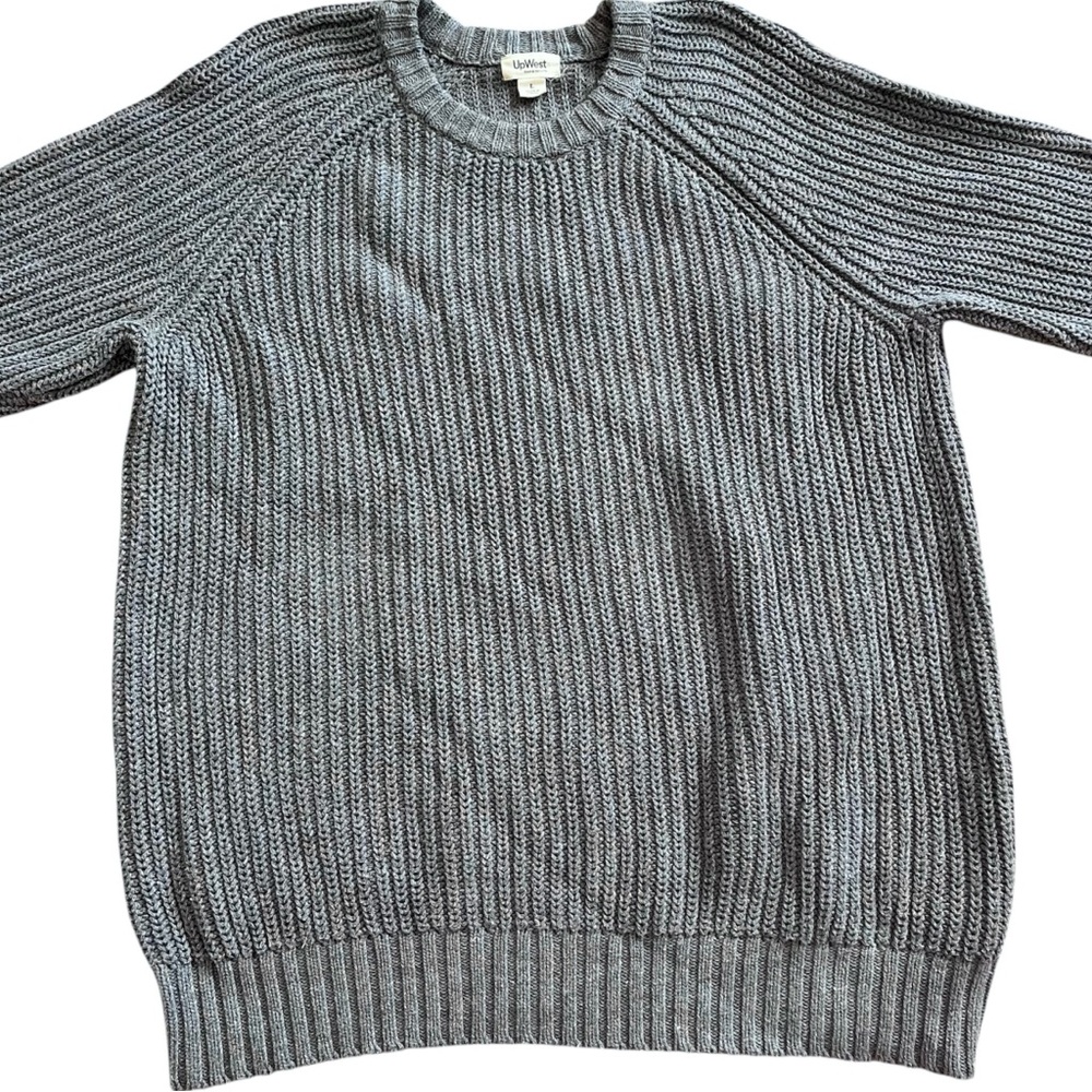 Upwest Men’s Grey Sweater L warm gray knit classy organic cotton - Picture 3 of 9